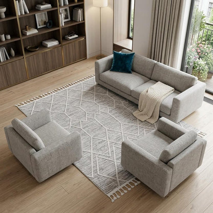 12' X 15' Gray and Ivory Geometric Area Rug