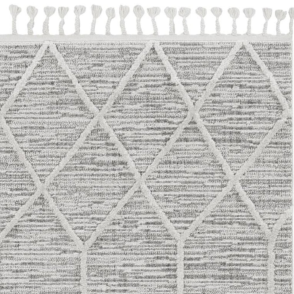 12' X 15' Gray and Ivory Geometric Area Rug