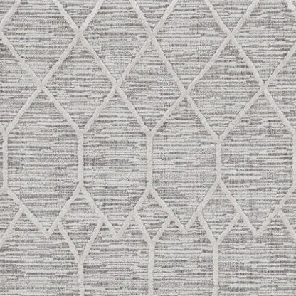 8' X 11' Ivory And Gray Geometric Area Rug With Fringe