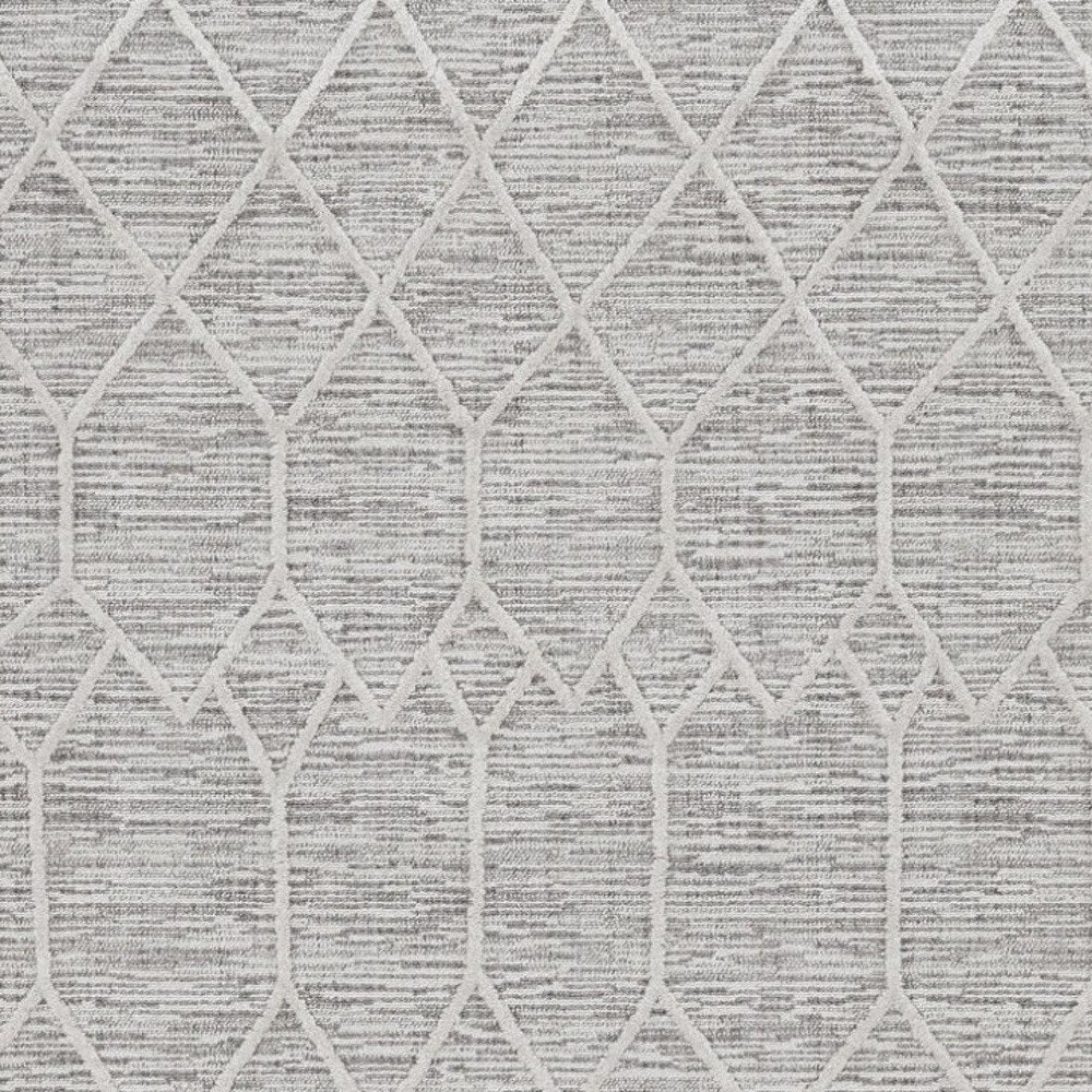 8' X 11' Ivory And Gray Geometric Area Rug With Fringe