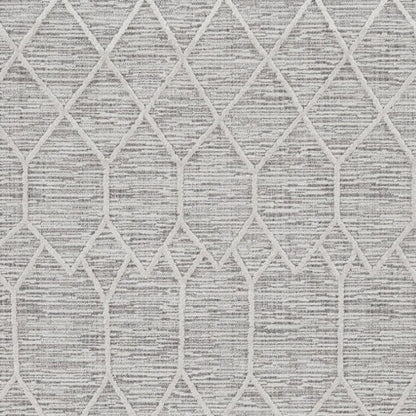 8' X 11' Ivory And Gray Geometric Area Rug With Fringe