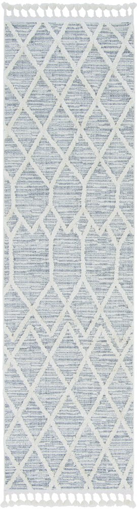 8' X 11' Ivory And Gray Geometric Area Rug With Fringe