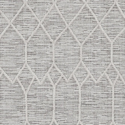 8' X 11' Ivory And Gray Geometric Area Rug With Fringe