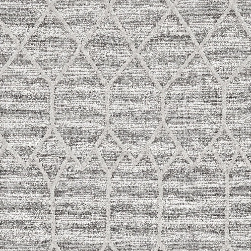 8' X 11' Ivory And Gray Geometric Area Rug With Fringe