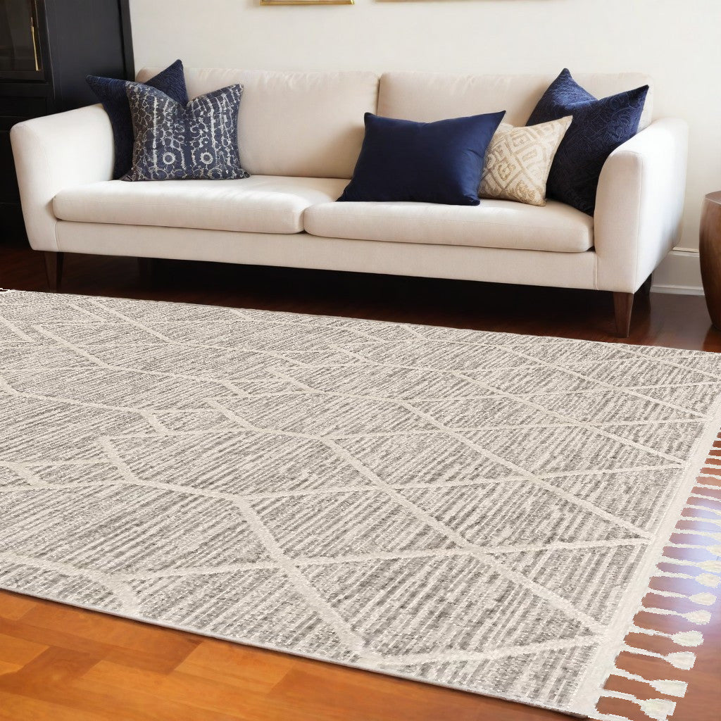 5' X 8' Gray and Ivory Abstract Area Rug