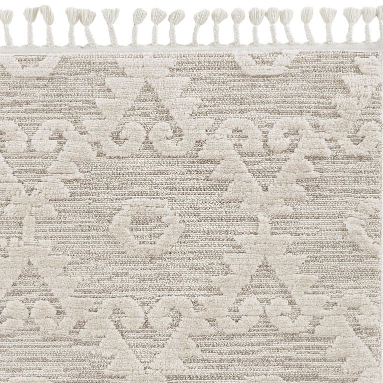 9' X 13' Beige and Ivory Geometric Area Rug