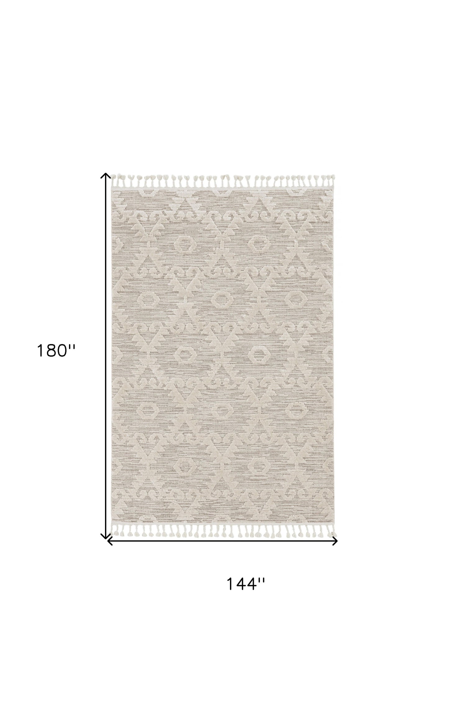 8' Beige and Ivory Geometric Runner Rug