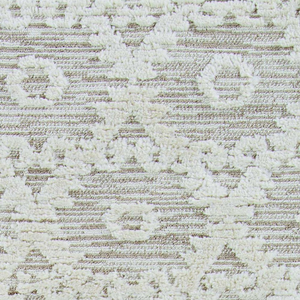 8' Beige and Ivory Geometric Runner Rug