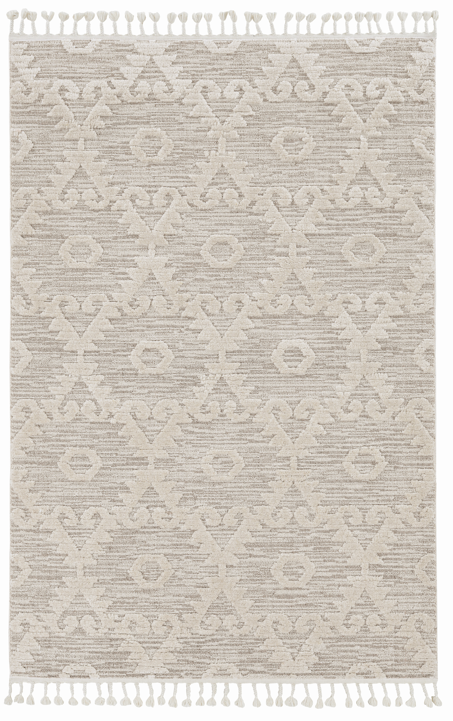 9' X 13' Beige and Ivory Geometric Area Rug