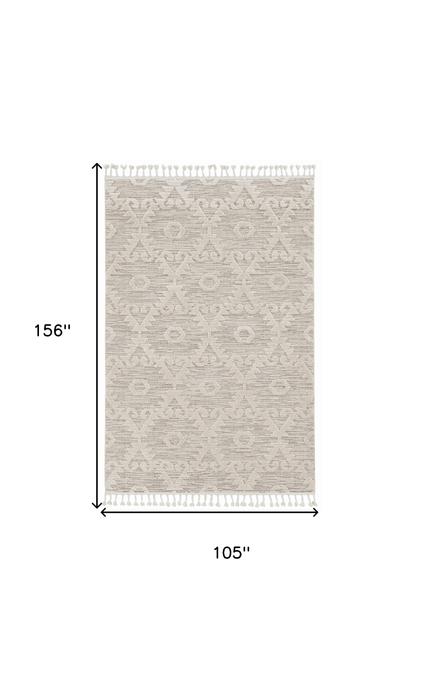 8' Beige and Ivory Geometric Runner Rug