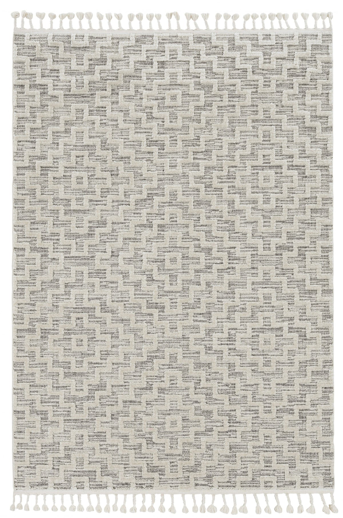 12' X 15' Gray and Ivory Geometric Area Rug