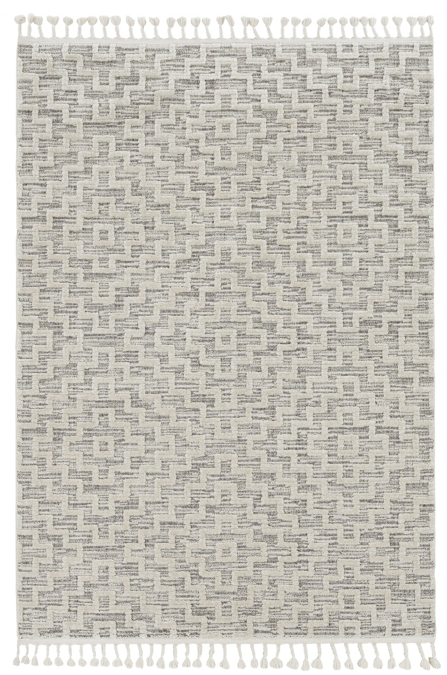 8' X 11' Gray and Ivory Geometric Area Rug