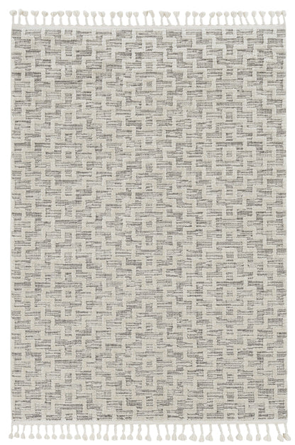 8' X 11' Gray and Ivory Geometric Area Rug
