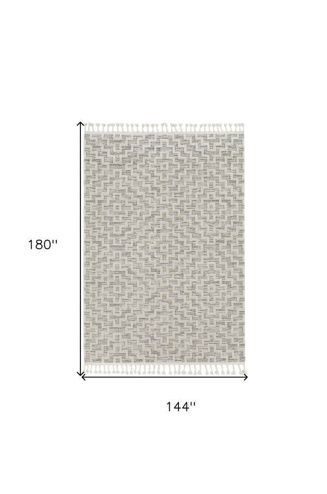 8' X 11' Gray and Ivory Geometric Area Rug