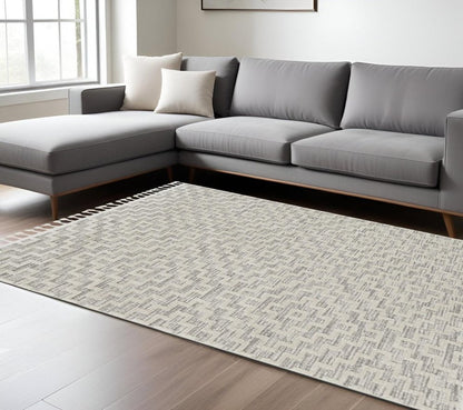 12' X 15' Gray and Ivory Geometric Area Rug