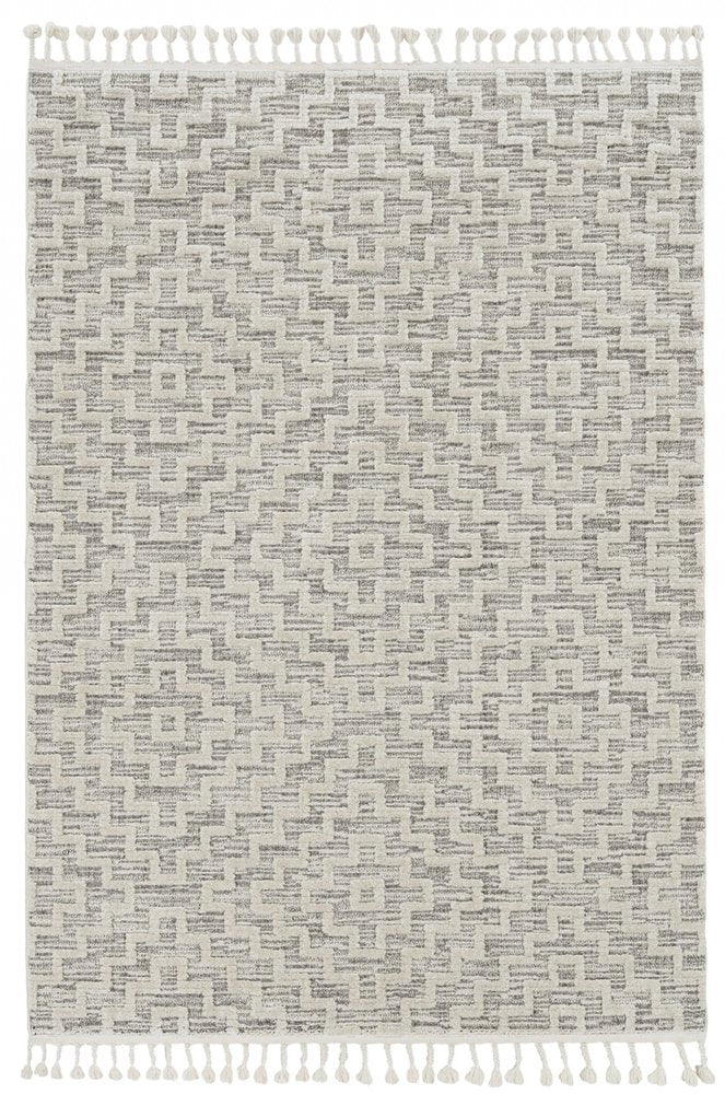 8' X 11' Gray and Ivory Geometric Area Rug