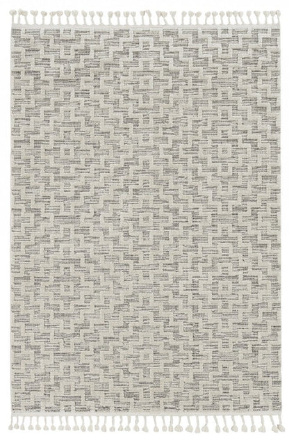 8' X 11' Gray and Ivory Geometric Area Rug