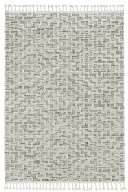12' X 15' Gray and Ivory Geometric Area Rug