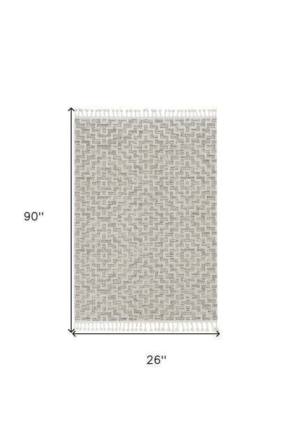 8' X 11' Gray and Ivory Geometric Area Rug