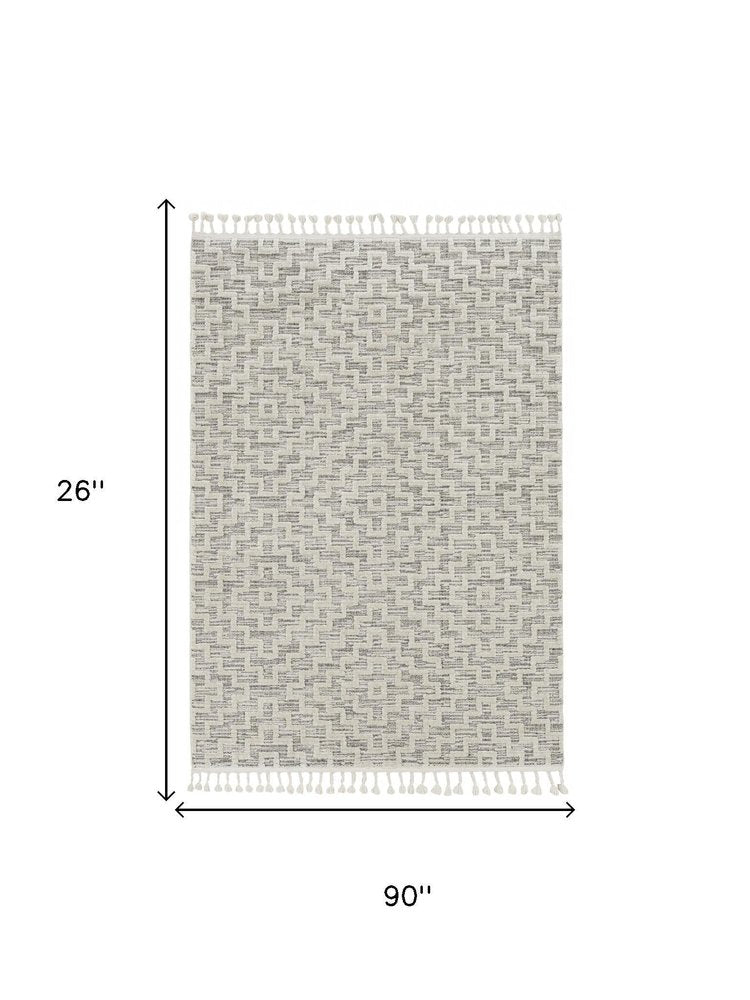 12' X 15' Gray and Ivory Geometric Area Rug