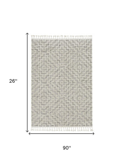 12' X 15' Gray and Ivory Geometric Area Rug