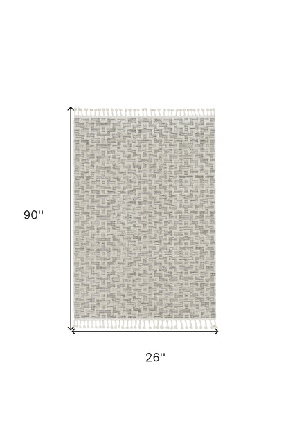 8' X 11' Gray and Ivory Geometric Area Rug