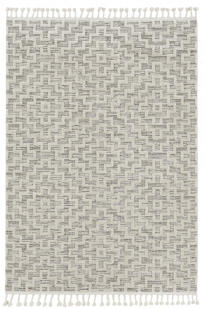 8' X 11' Gray and Ivory Geometric Area Rug