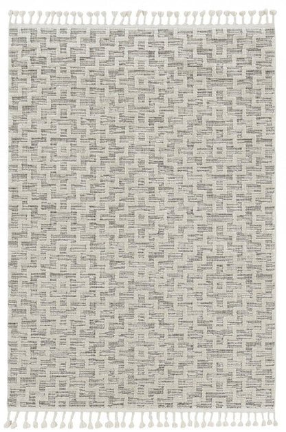 8' X 11' Gray and Ivory Geometric Area Rug