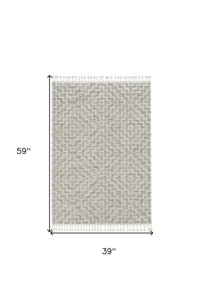 12' X 15' Gray and Ivory Geometric Area Rug