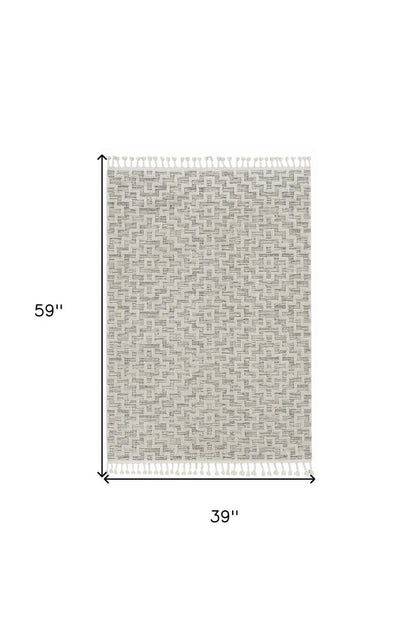 12' X 15' Gray and Ivory Geometric Area Rug