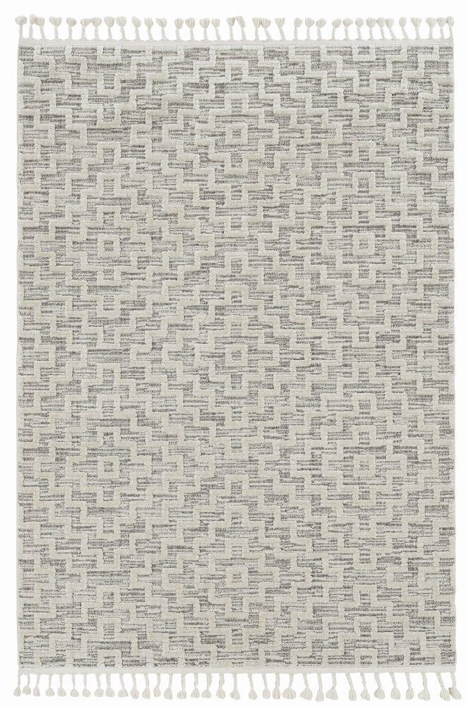 8' X 11' Gray and Ivory Geometric Area Rug