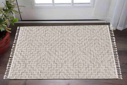 8' X 11' Gray and Ivory Geometric Area Rug