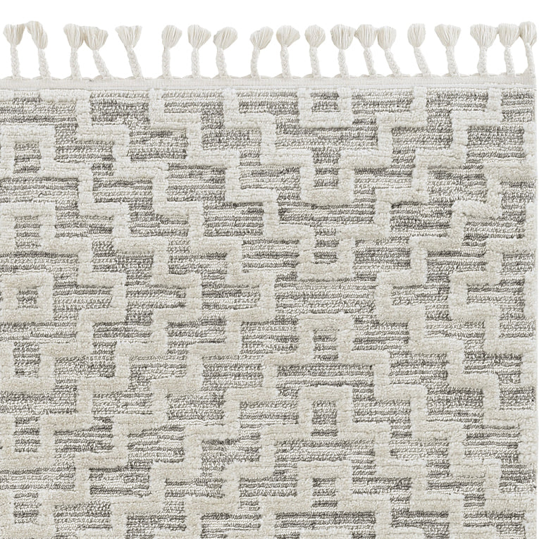 8' X 11' Gray and Ivory Geometric Area Rug