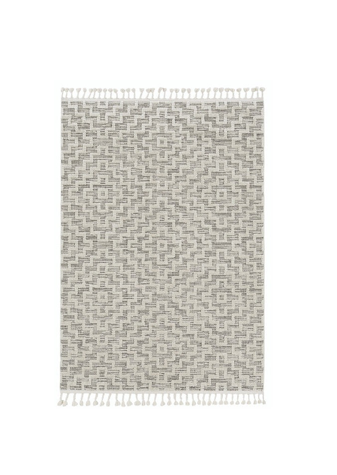 8' X 11' Gray and Ivory Geometric Area Rug