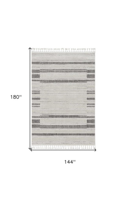 8' Gray And Ivory Abstract Runner Rug