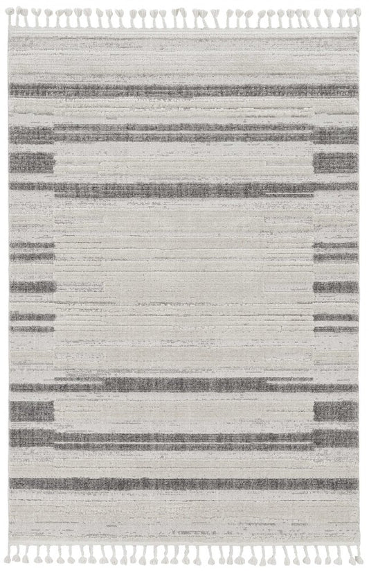 8' Gray And Ivory Abstract Runner Rug