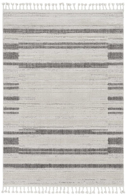 5' X 8' Gray and Ivory Abstract Area Rug