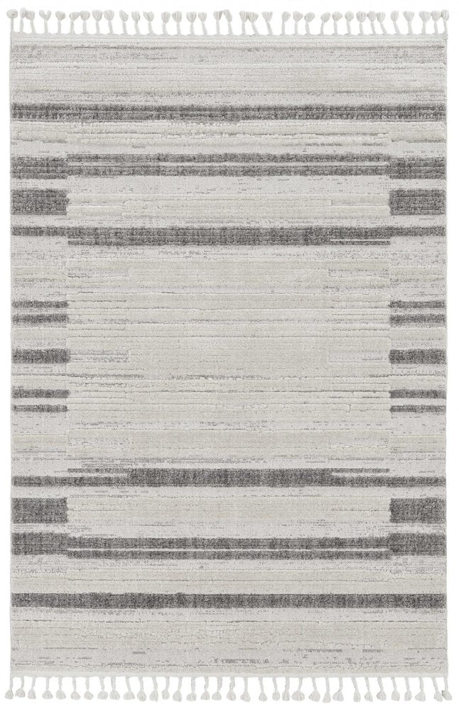 5' X 8' Gray and Ivory Abstract Area Rug