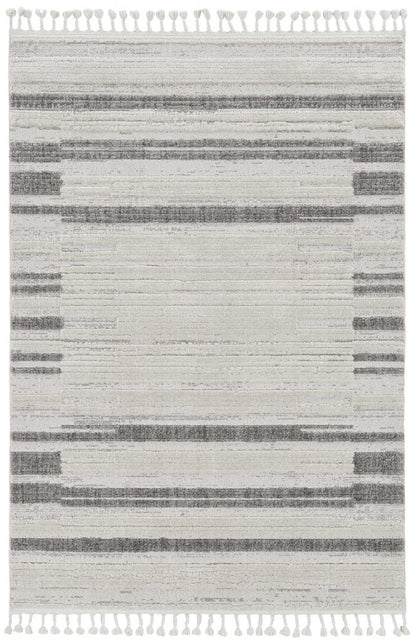 5' X 8' Gray and Ivory Abstract Area Rug