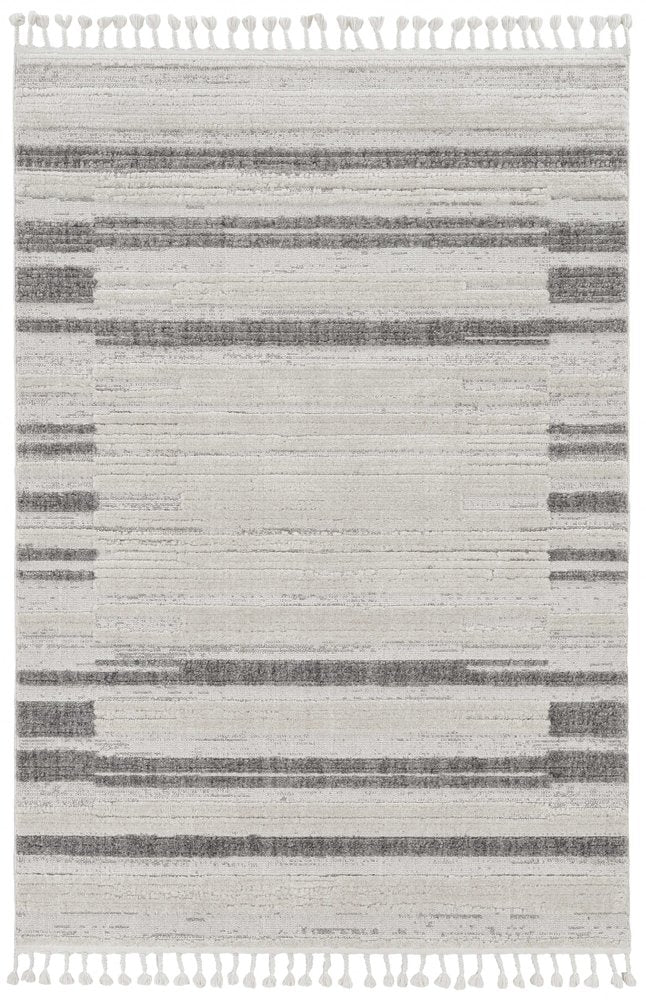 5' X 8' Gray and Ivory Abstract Area Rug