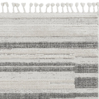 5' X 8' Gray and Ivory Abstract Area Rug