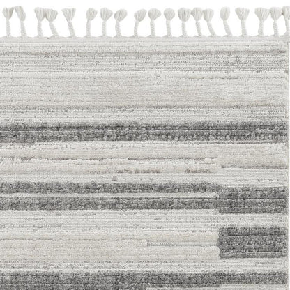 8' Gray And Ivory Abstract Runner Rug