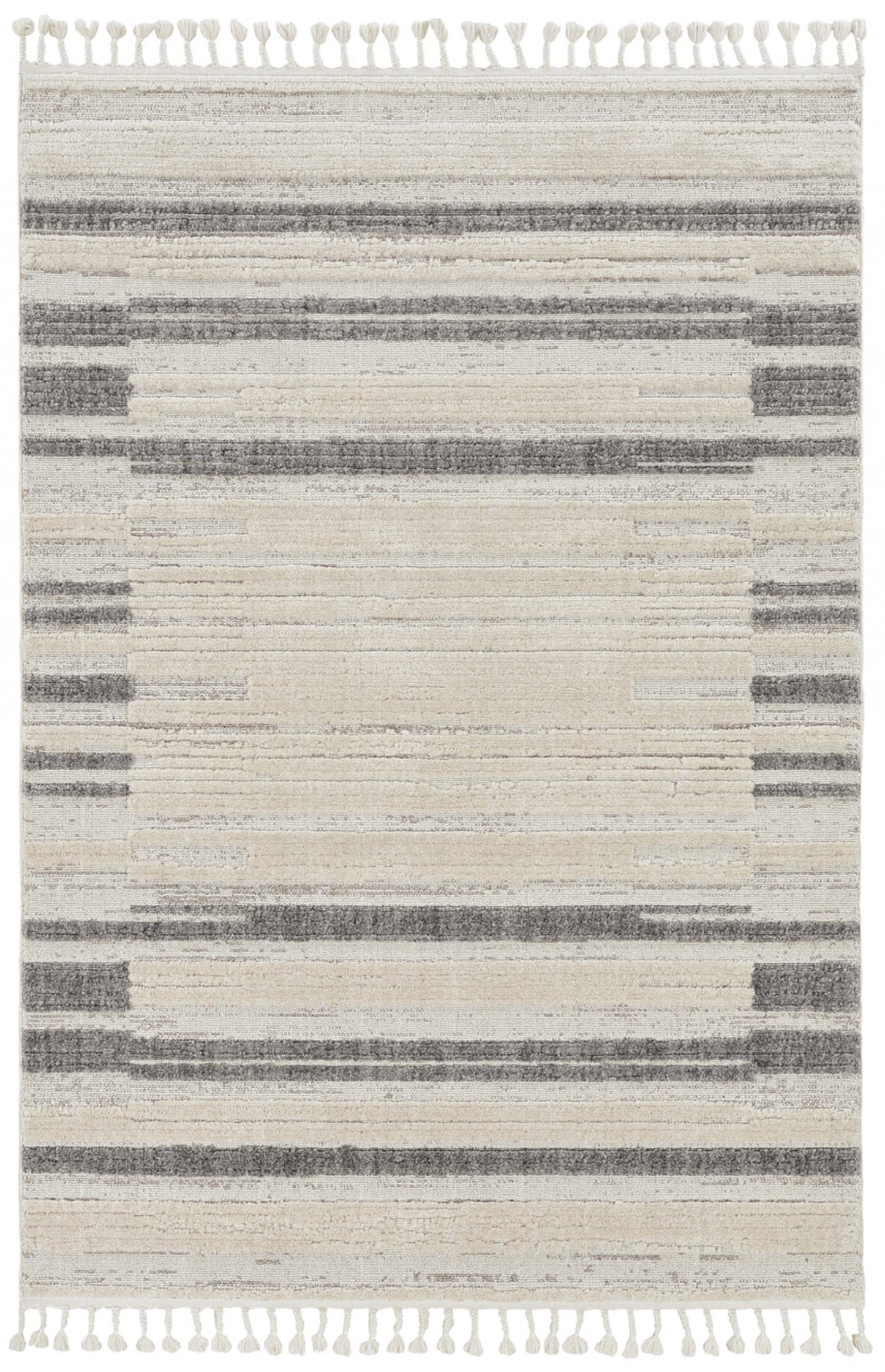 12' X 15' Gray and Ivory Abstract Area Rug