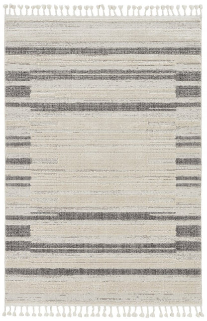 5' X 8' Gray and Ivory Abstract Area Rug