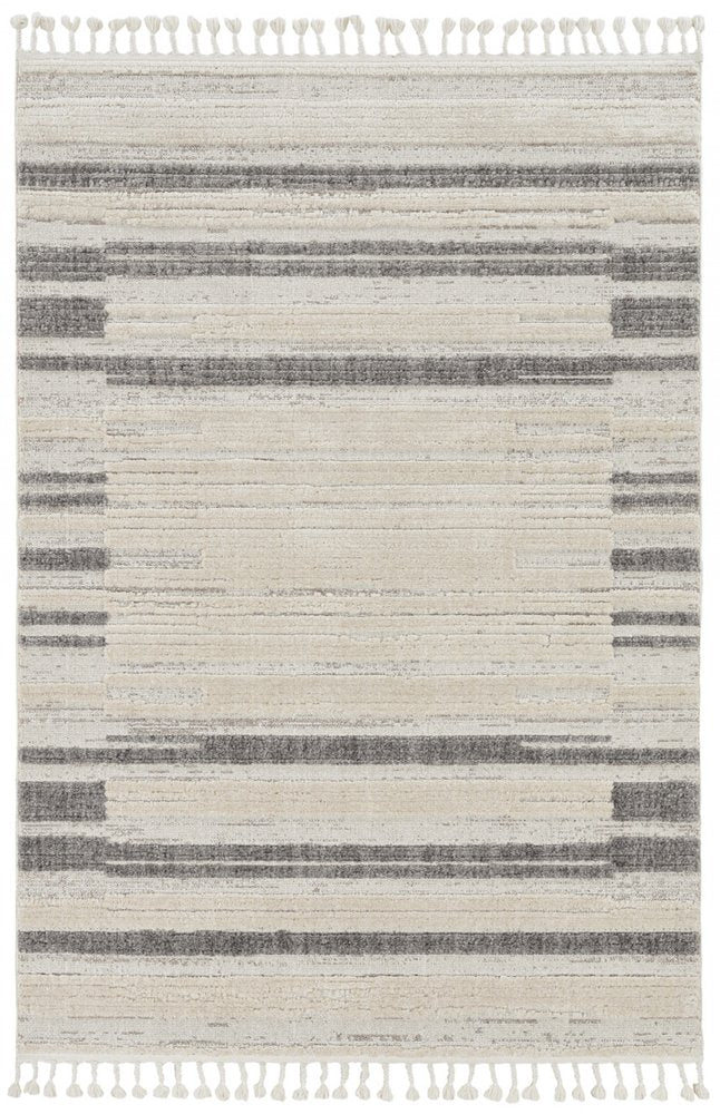 5' X 8' Gray and Ivory Abstract Area Rug