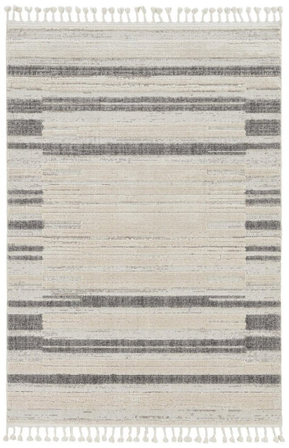 5' X 8' Gray and Ivory Abstract Area Rug