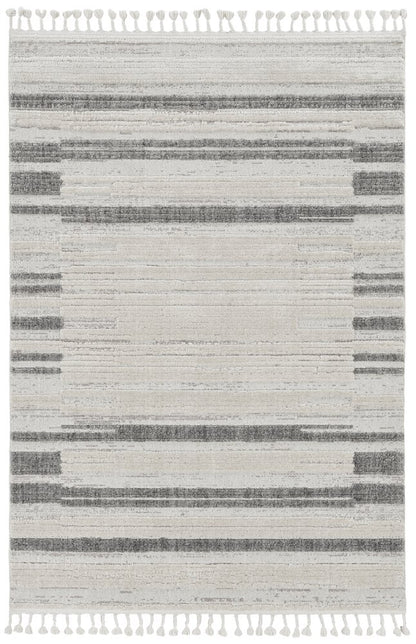 5' X 8' Gray and Ivory Abstract Area Rug