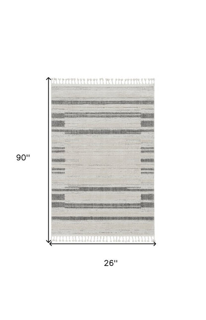 5' X 8' Gray and Ivory Abstract Area Rug