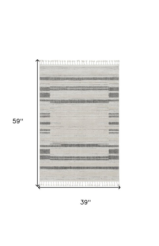 5' X 8' Gray and Ivory Abstract Area Rug