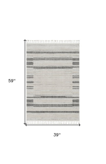 5' X 8' Gray and Ivory Abstract Area Rug